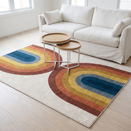 Absida Rainbow Rug in a living room