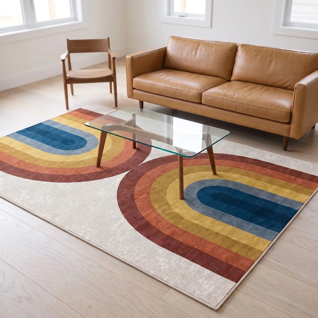 Absida Rainbow Arch Rug in a living room