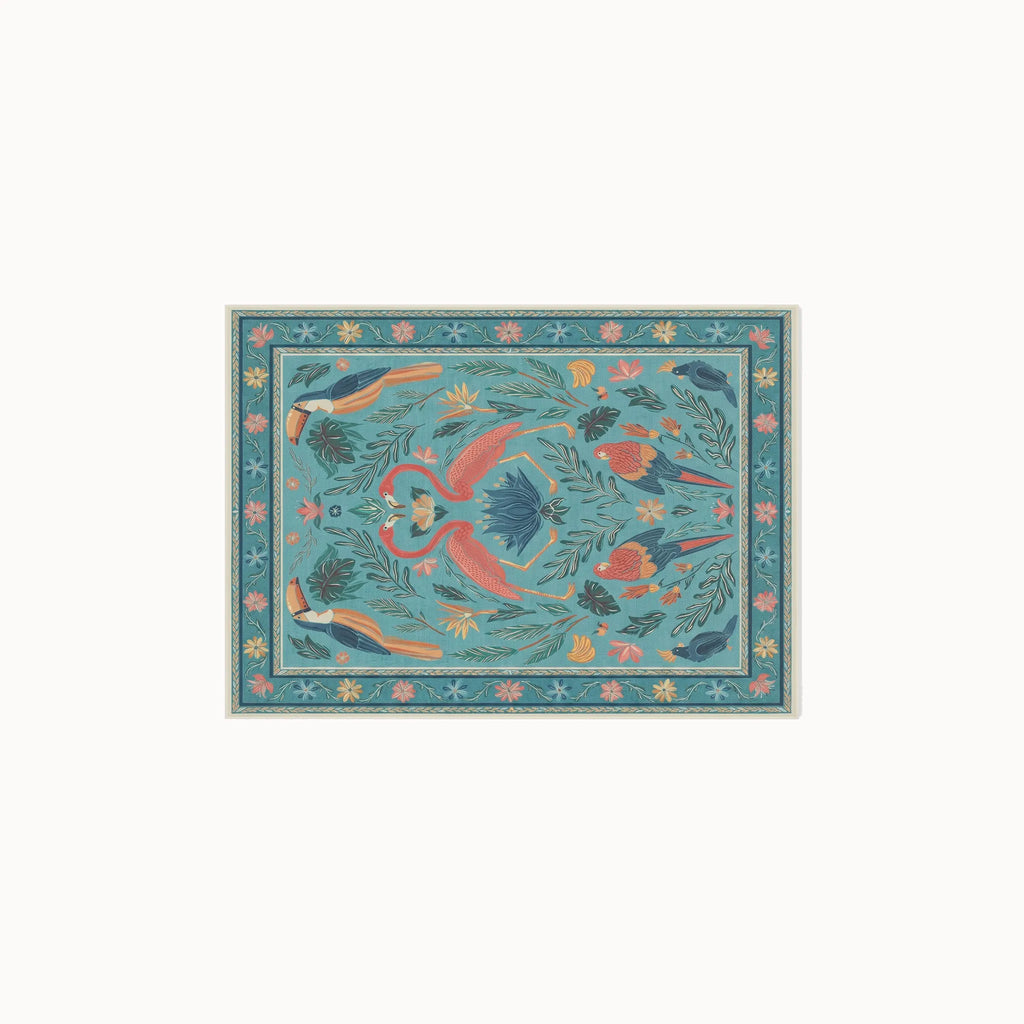 Birds Of A Feather Aqua Rug 3x5