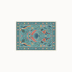 Birds Of A Feather Aqua Rug 3x5