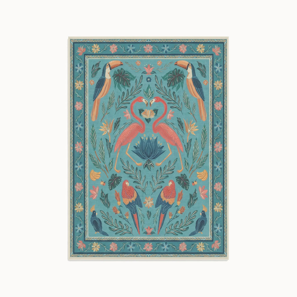 Birds Of A Feather Aqua Rug 5x7
