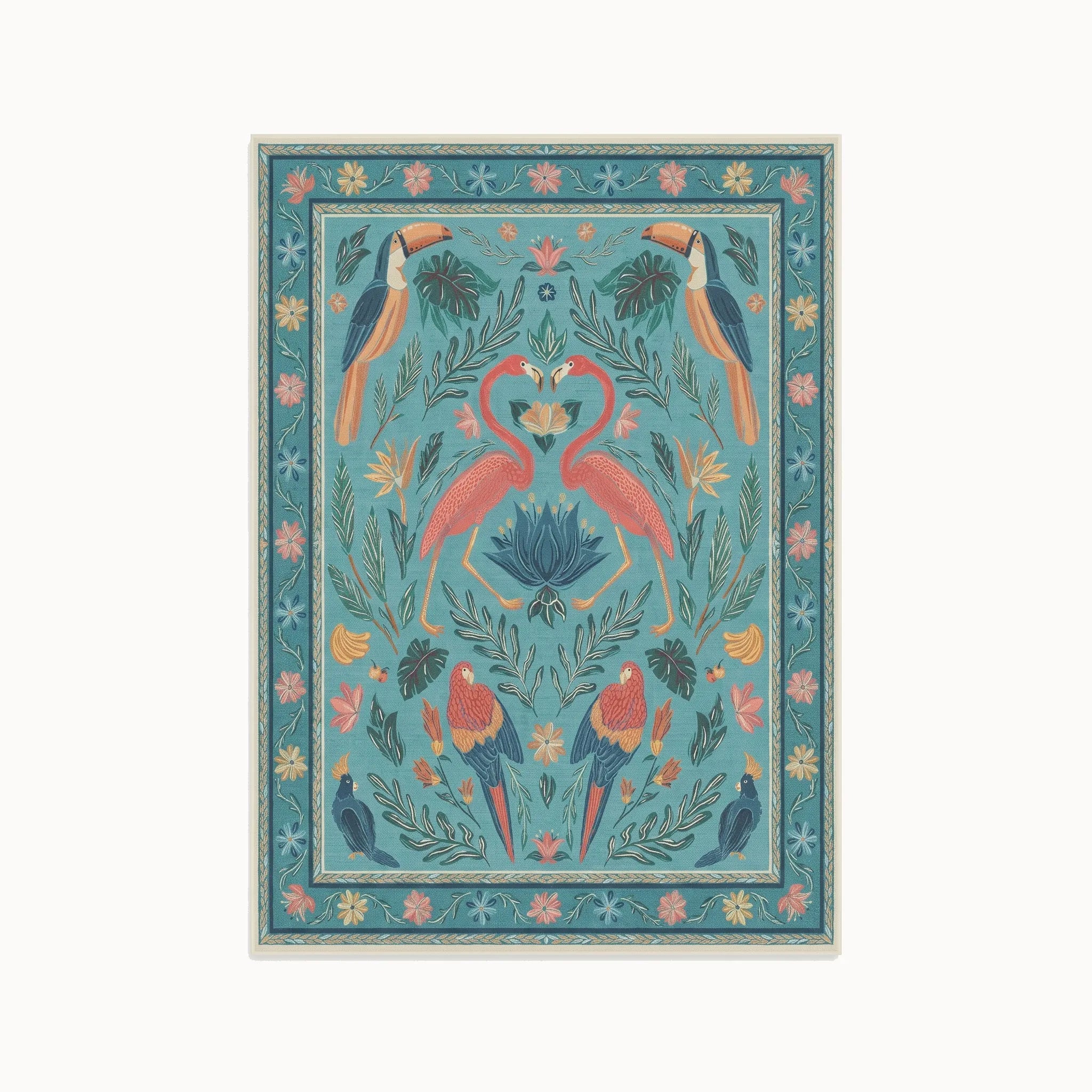 Birds Of A Feather Aqua Rug 5x7