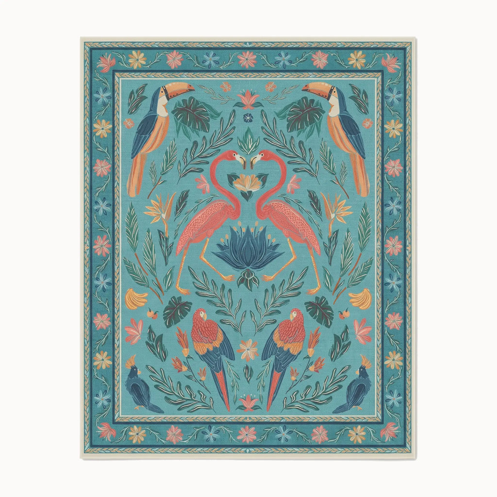 Birds Of A Feather Aqua Rug 8x10
