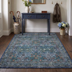 Blackthorn Navy Floral Rug in an entryway