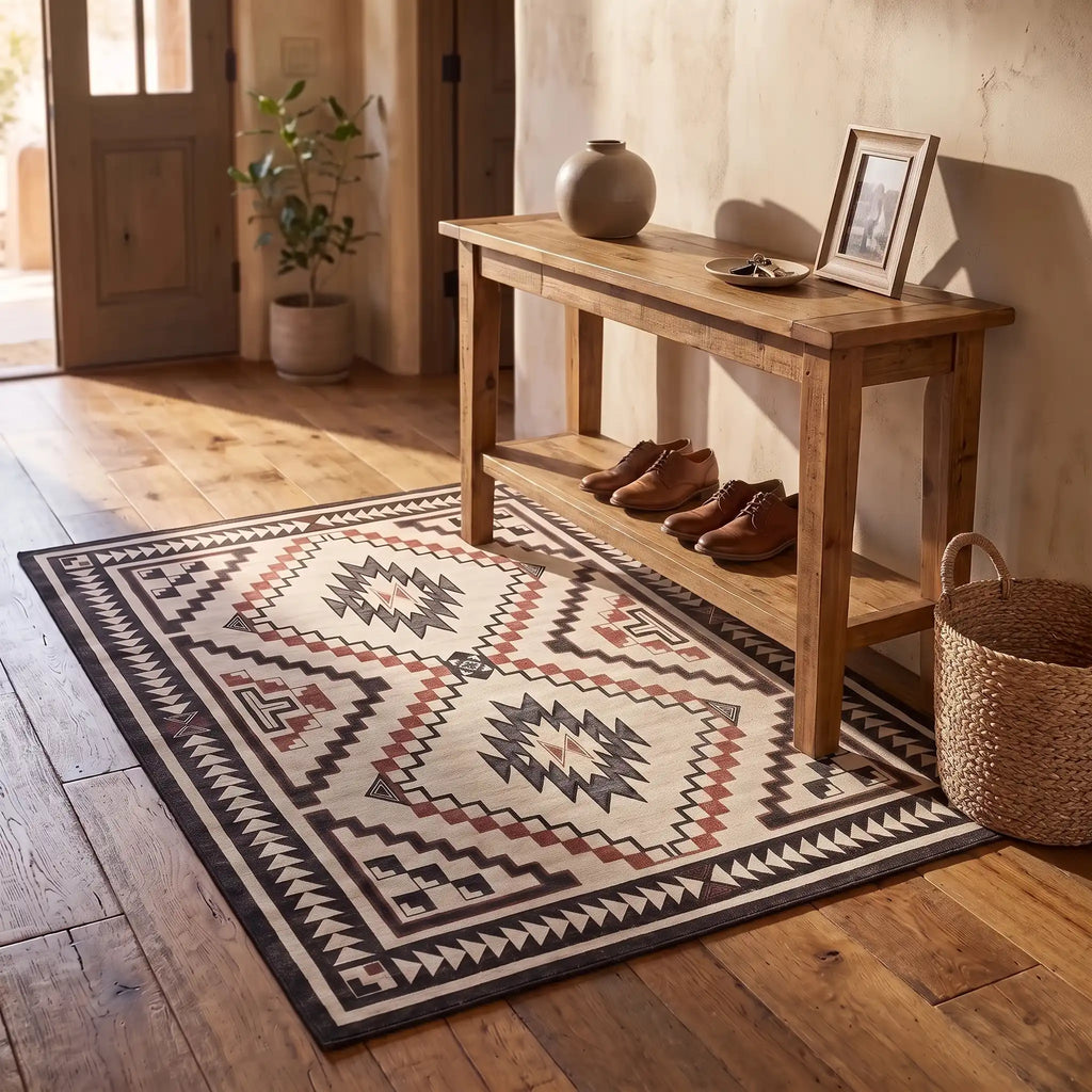 Desert Sumac Southwestern Rug in an entryway
