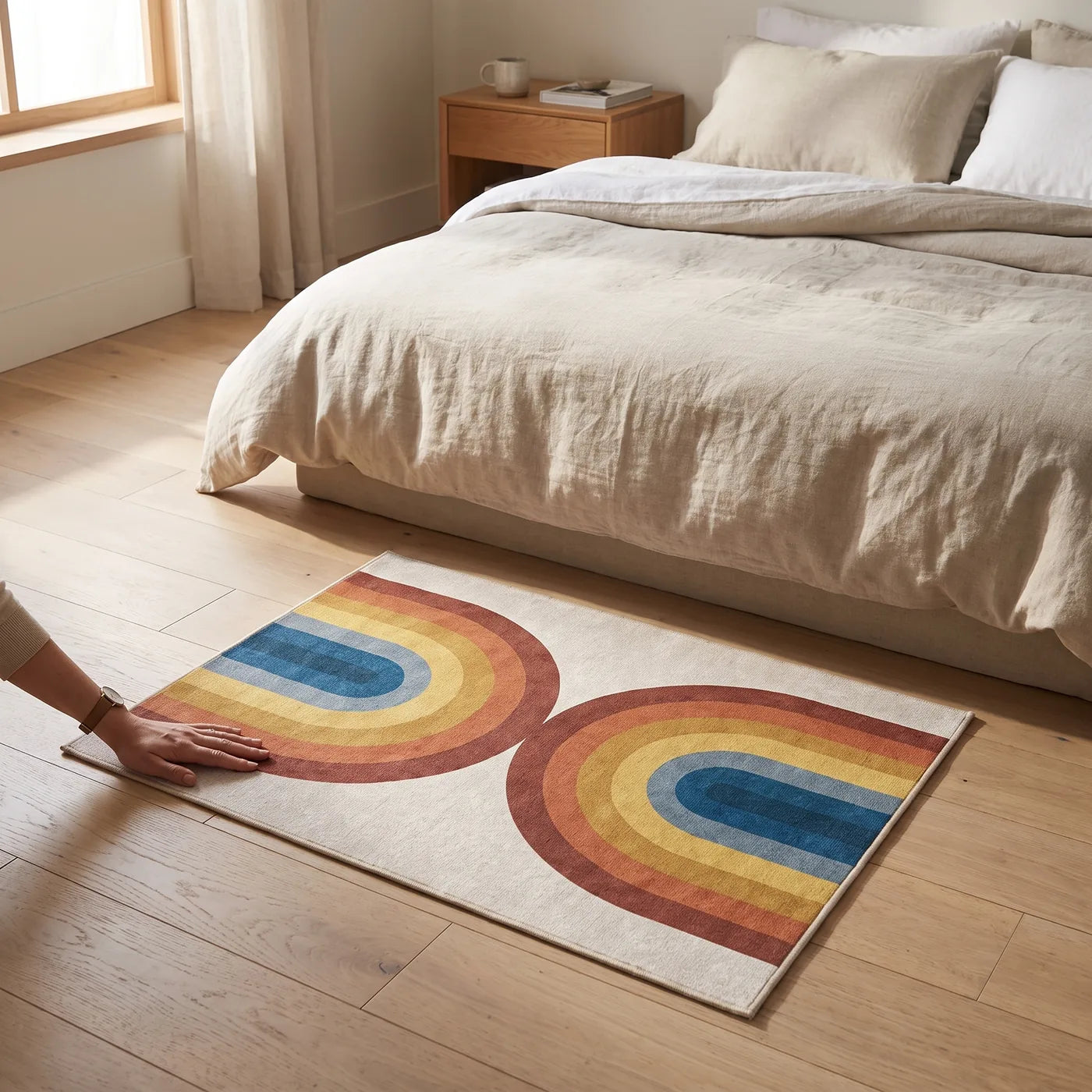 Absida Rainbow Arch Rug shown in a home