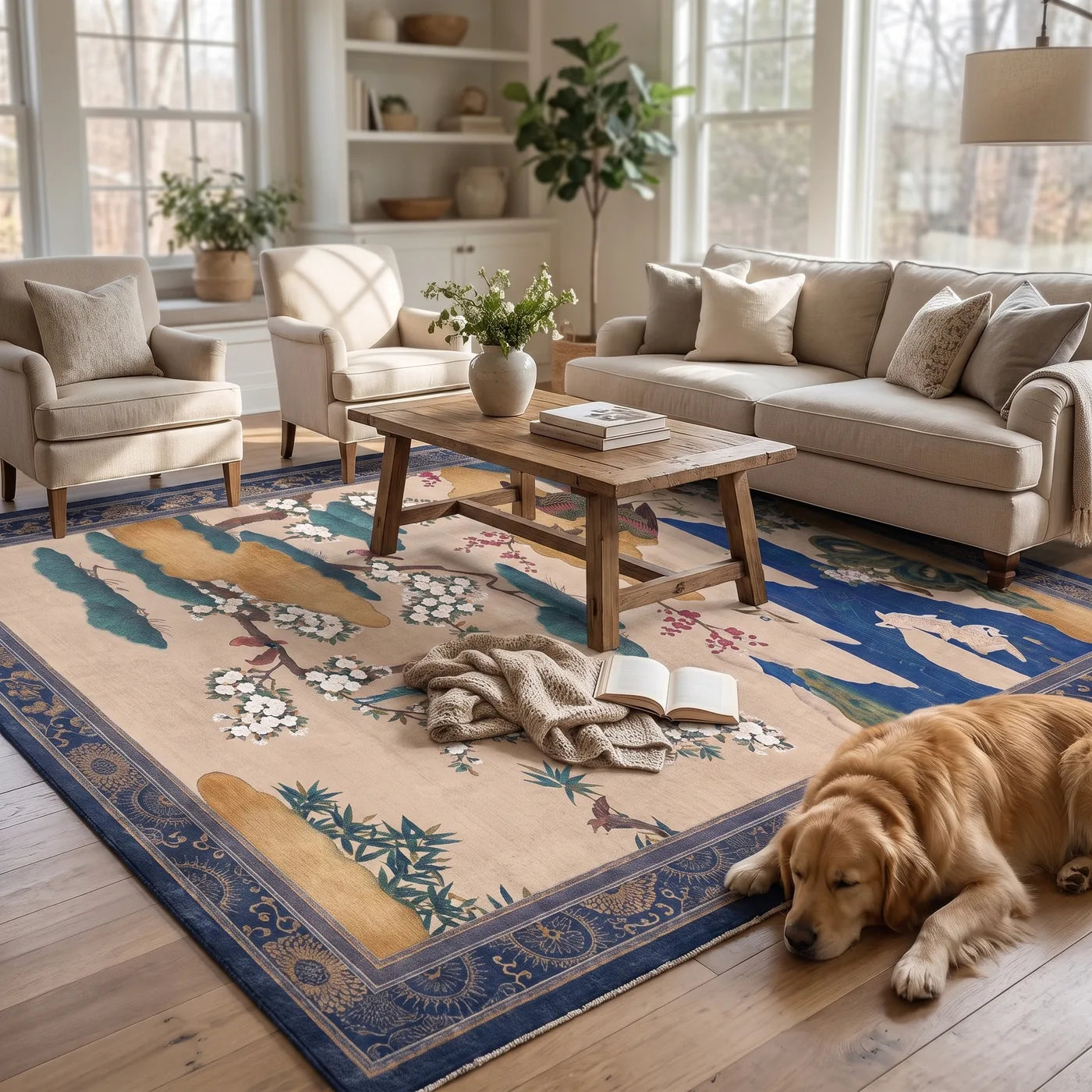 Kano Garden Blossom Rug shown in a home