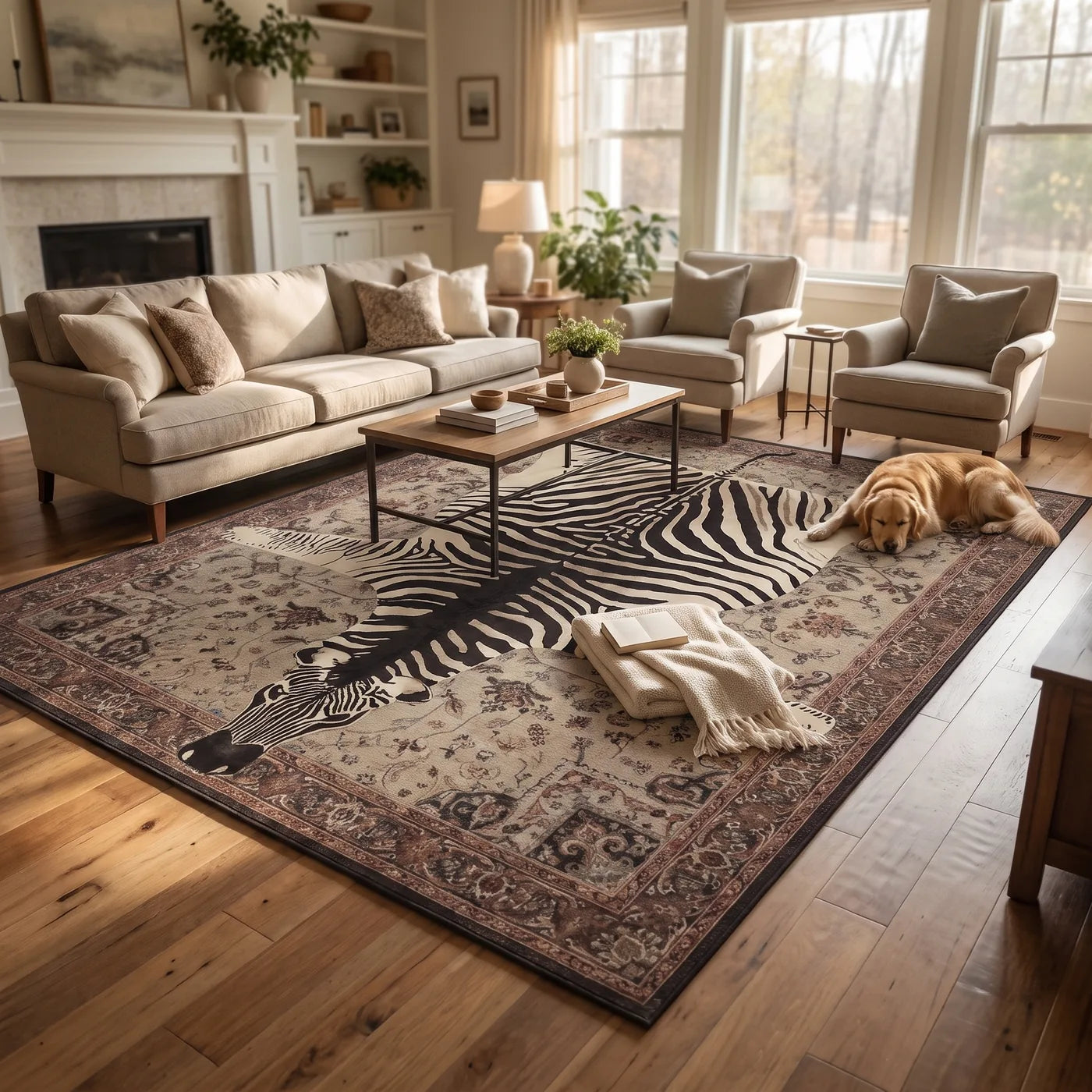 On Safari Hazel Animal Rug shown in a home