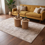 Impasto Taupe Textured Rug in a living room