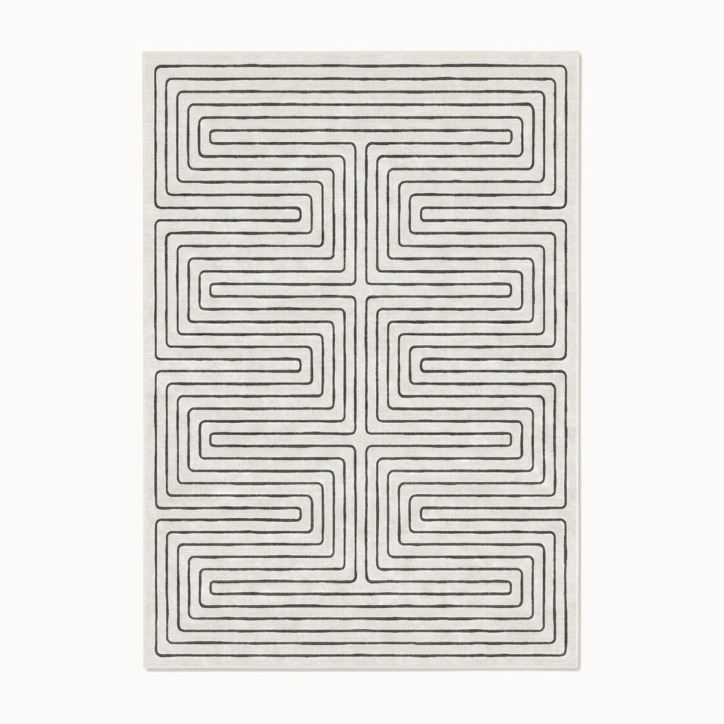 Labyrinth Black and Ivory Rug 8x10