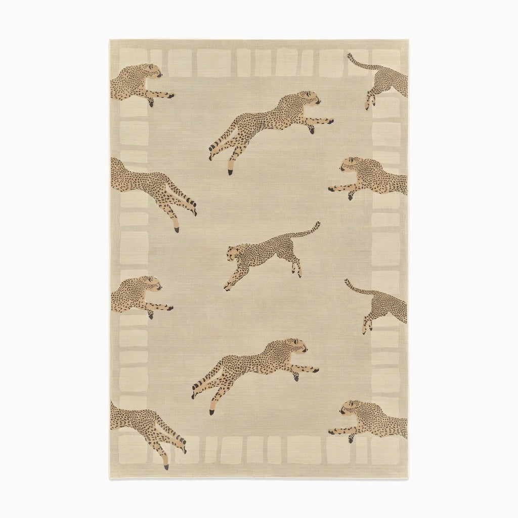 Leaping Cheetah Sand Rug 8x10