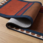 Nina Indigo and Rust Rug folded corner detail