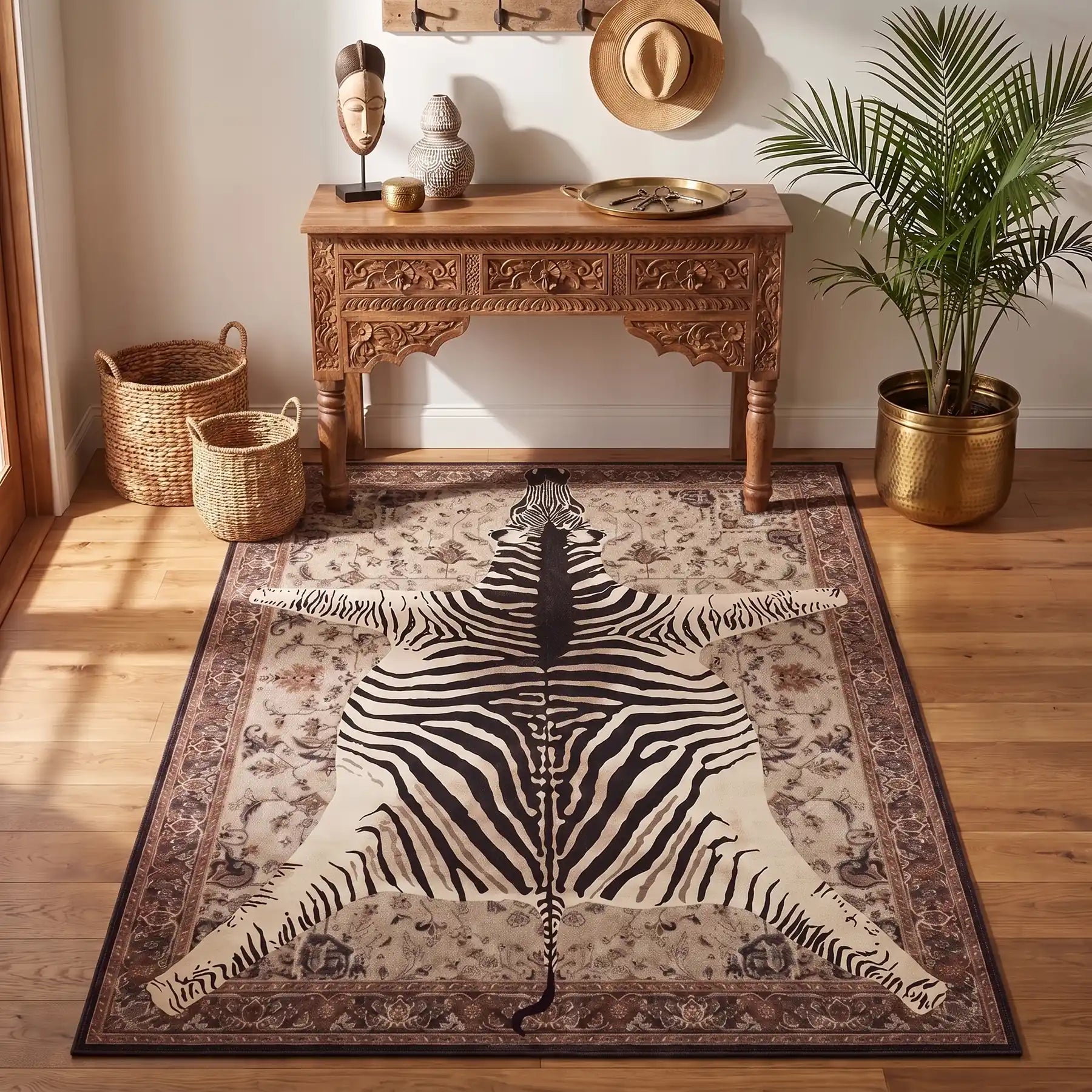 On Safari Hazel Animal Rug in an entryway