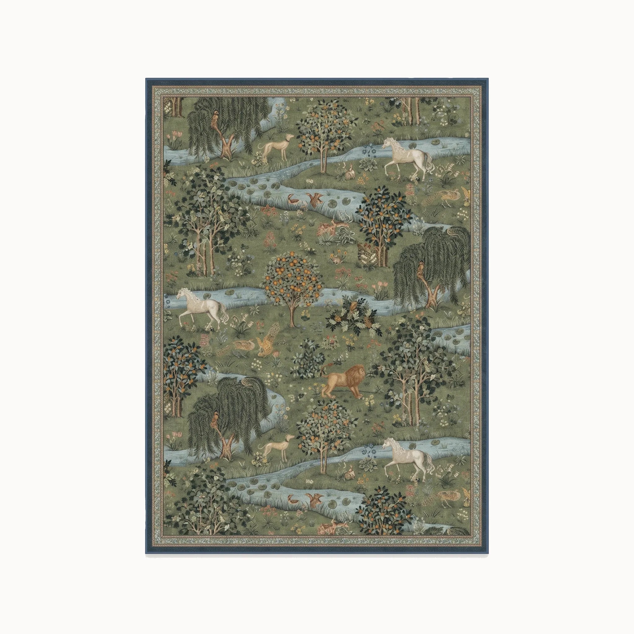 Owl and Willow Green Rug 5x7