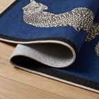 Snow Leopard Sapphire Rug folded corner detail