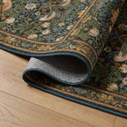Strawberry Thief Indigo Rug folded corner detail