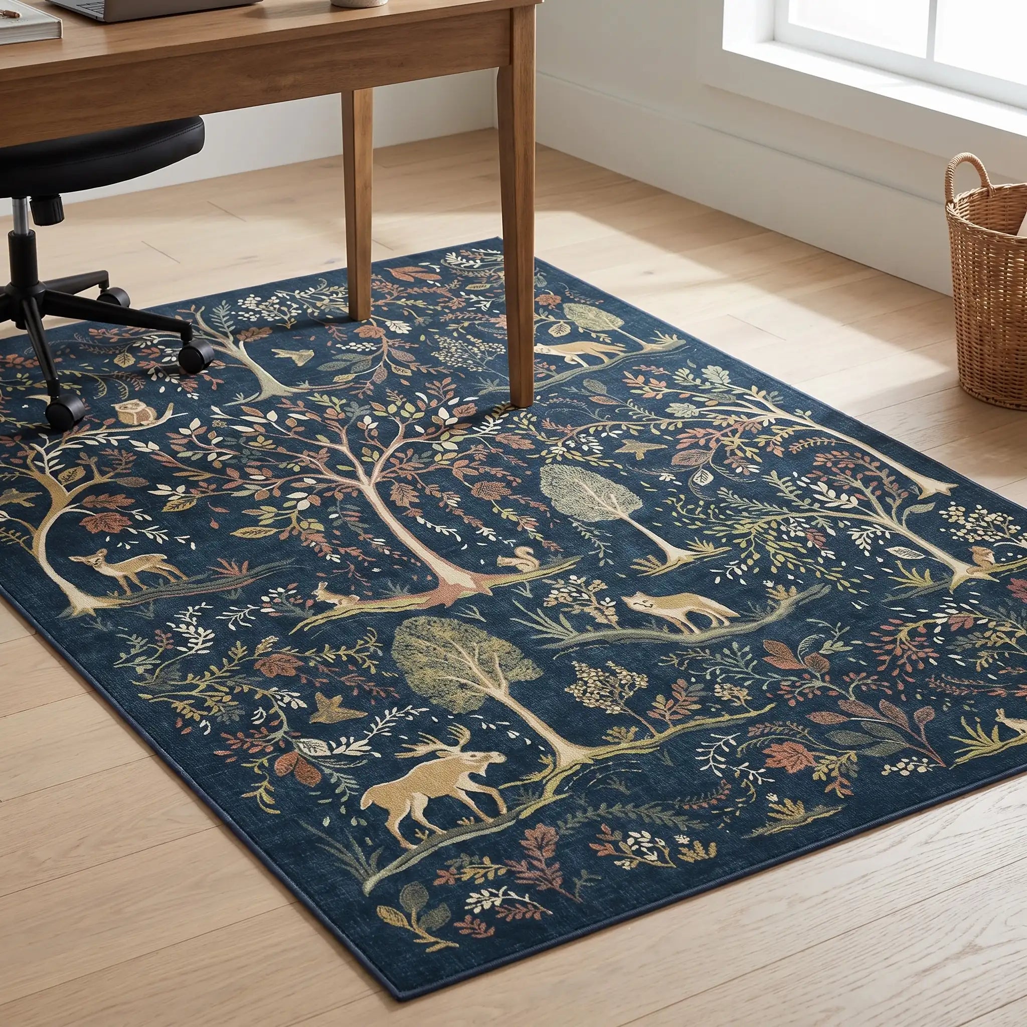 Wilder Blue Multicolor Rug in a home office