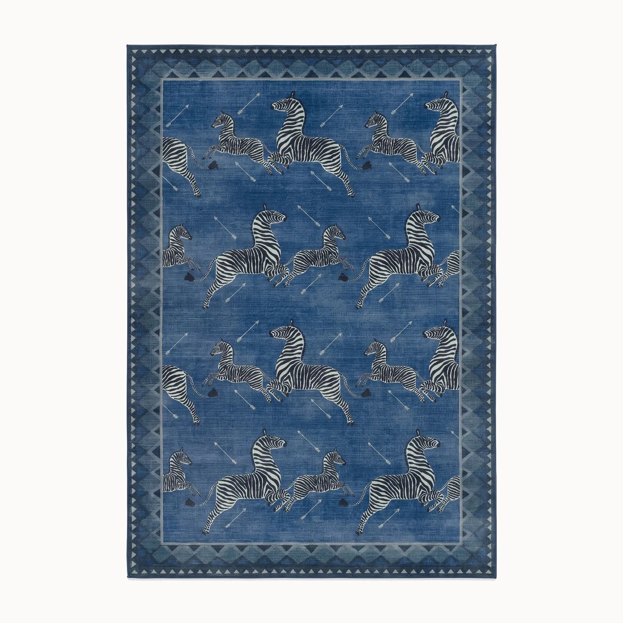 Zebras Blue Rug 8x10