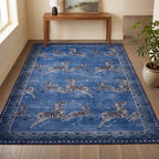 Zebras Blue Animal Print Rug in an entryway